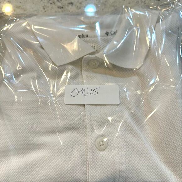 Columbia Men's Short Sleeve Golf Polo Shirt White Size L vented back mesh lined - Picture 8 of 8